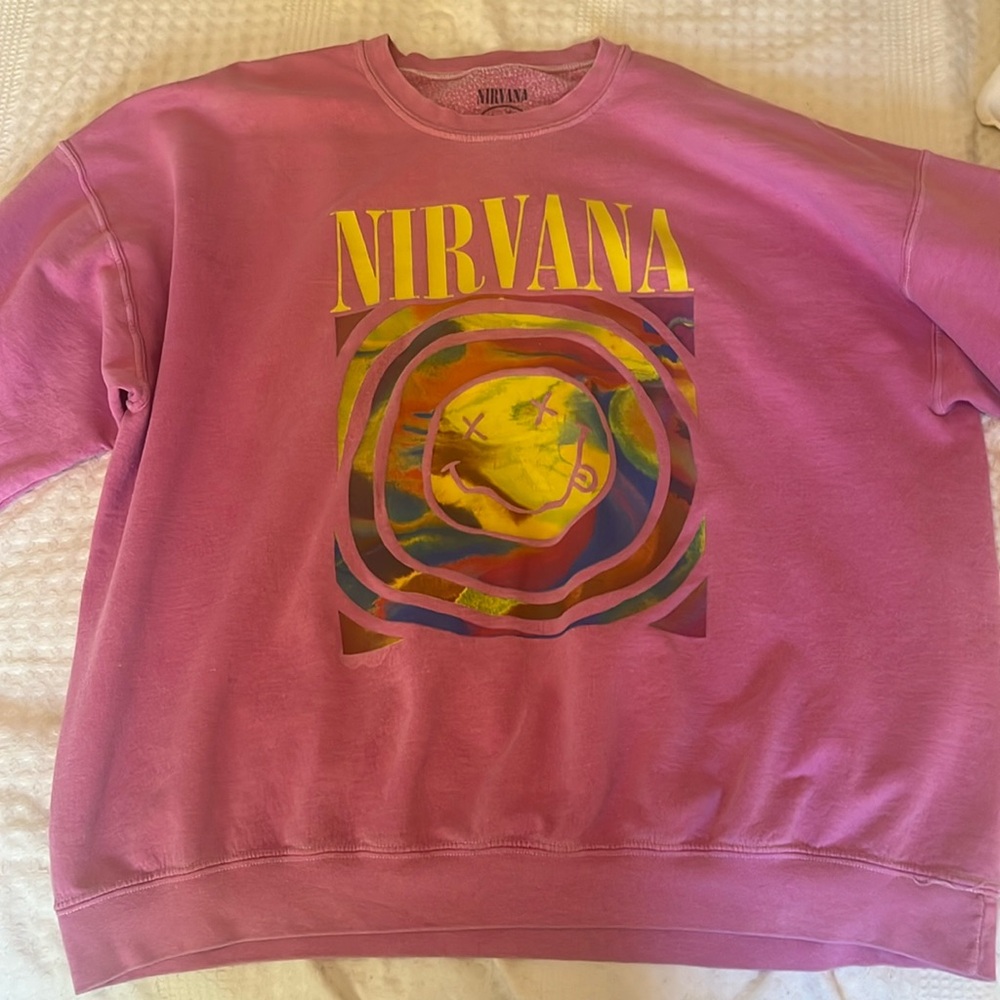 Size L/XL Oversized Nirvana Hoodie from Urban Outfitters